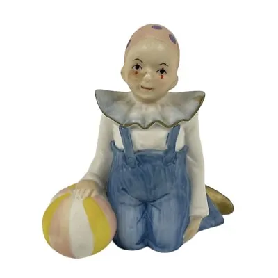 $11.99 • Buy Vtg Porcelain Ceramic Kneeling Boy Clown W/ Ball Figurine Figure - Sri Lanka