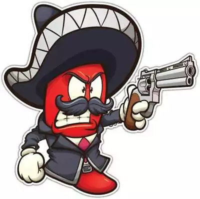 Chili Pepper Gun Revolver Mexican Mexico Car Bumper Vinyl Sticker Decal 4.6  • $3.99