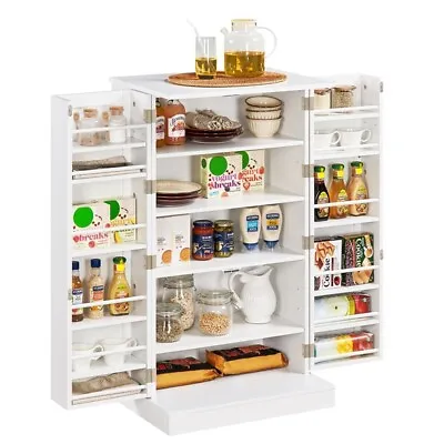 Kitchen Pantry Storage Cabinet Pantry Cupboard With Doors & 6 Adjustable Shelves • $132.99