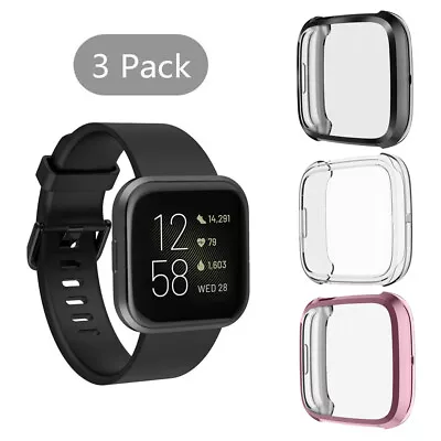 3 Pcs For Fitbit Versa 2 3 Screen Portector Soft TPU Case Full Body Cover Bumper • $14.99