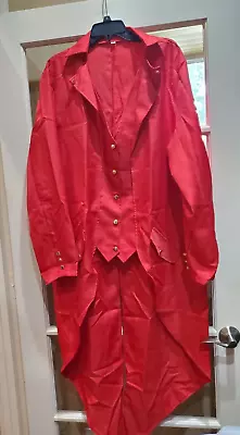 Gothic Medieval Tailcoat Jacket Steampunk Pirate Red Coat 3XL NWOT • $14.99