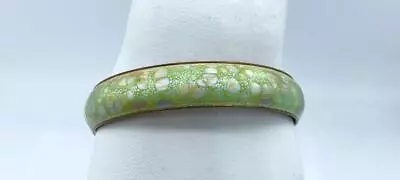 Vintage Matisse Renoir Gorgeous Pearlized Bright Green Enamel Bangle Bracelet • $35