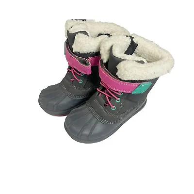 Cat & Jack Toddler Girls Winter Boots Waterproof 12c Gray Pink • £10.22