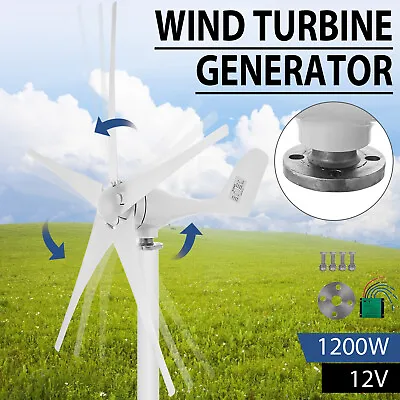 $145.50 • Buy 1200W DC 12V Wind Turbine Generator 5 Blades Charger Controller Windmill Power