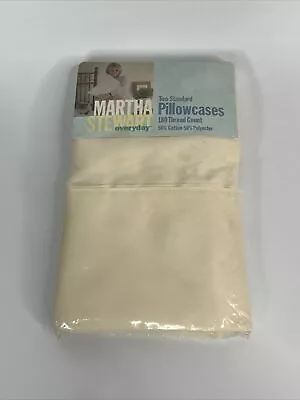 Martha Stewart Two Pillowcases Standard White 180 Thread Count 50% Cotton • $19.99