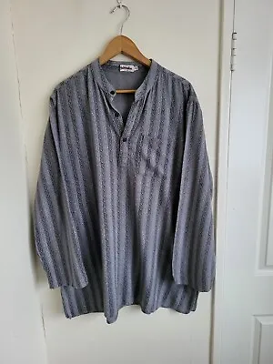 FABINDIA Kurta Tunic Shirt Size 42 Meduim Grey Black Pattern Grandad Collar • £22.99