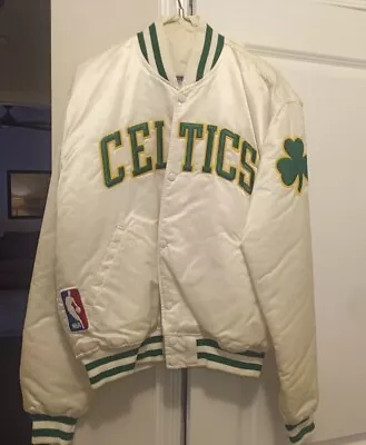 Vintage NBA Boston Celtics White Out Starter Satin Bomber Jacket Men’s Large  • $160