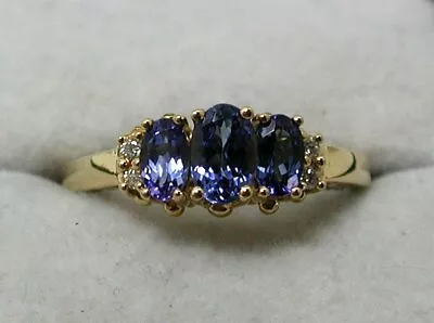 £455 • Buy Beautiful 18 Carat Gold Tanzanite And Diamond Ring By Iliana Size O.1/2