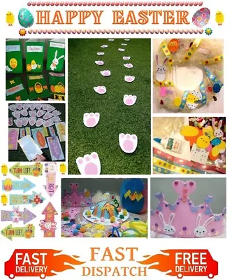 Easter Egg Hunt Easter Craft Bonnet Decorations Bunny Footprints Eggs Arrows Set • £3.99