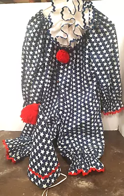 VTG Clown Costume Handmade Halloween Kids Children Suit & Hat Americana Patriot • $35