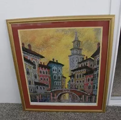 Anatole Krasnyansky “Venice Yellow Sunset” Seriolithograph On Paper • $150