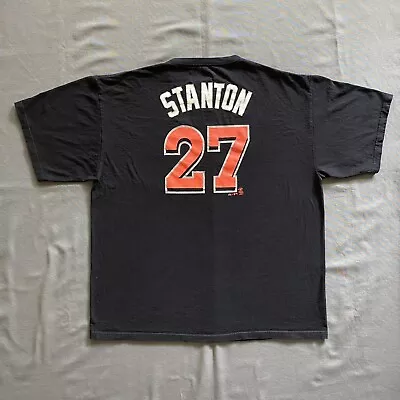 Giancarlo Stanton Miami Marlins T Shirt Mens 2XL Black MLB Majestic Baseball #27 • $9.22