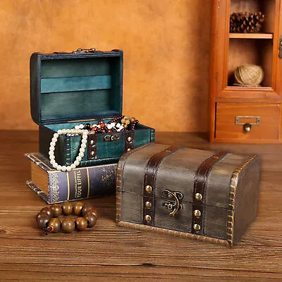 Organizer Box Vintage  Archaize Wooden Mini Treasure Chest Storage Box  • $16.81