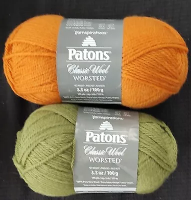 2 Skeins Patons Classic Wool Worsted Yarn Made In India • $7