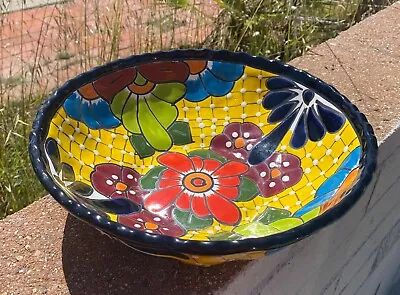 11-1/2 X 3-1/2  Tall Talavera Mexican Pottery Serving Bowl Excellent Condition • $12.99