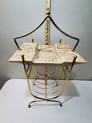 Vintage Mid Century Modern Smoking Stand Ceramic Ashtray & Magazine Rack 61-209 • $124.99