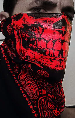 Red Skull Black Trainmen Paisley Bandana Half Face Mask Calavera Dubstep Hiphop  • $24.99