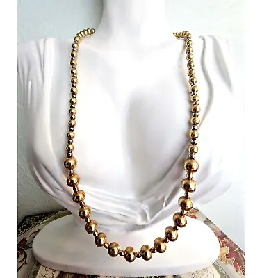 Vintage Graduating Metal Gold Tone Bead Necklace 20  • $12