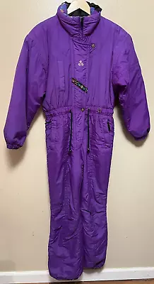 Vtg Obermeyer Purple Ski Suit Junior Size 16 Dynamic Style One Piece W/ Hood GUC • $64.95