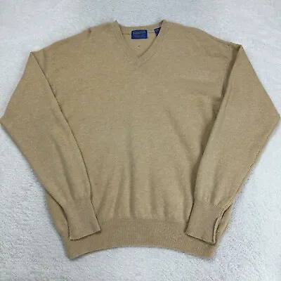 Pendleton 100% Virgin Wool Sweater Mens Size XL V-Neck Pullover Brown Flaw • $29.75