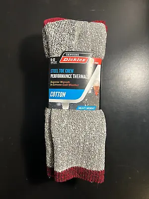 Dickies Thermal Steel Toe Crew Socks 3 Pairs Cotton Size 6-12 Red/Grey • $14.95