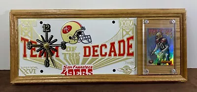 Vintage 49ers NFL Super Bowl License Plate Clock Niners Man Cave Jerry Rice Card • $29.95