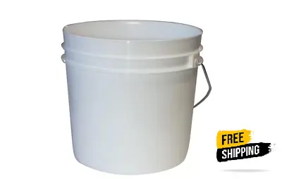 10-pack 1 Gallon Plastic Pails Heavy Duty White Small Paint Buckets Metal Handle • $25.99