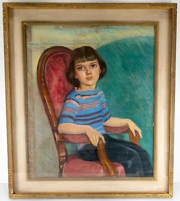 Vintage Mid-Century Pastel Portrait Painting Martha Herpst Newcomb Macklin Frame • $1000