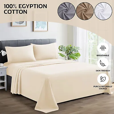 Flat Sheet Bed Sheets 100% Egyptian Cotton Single Double King Super King Size • £8.99