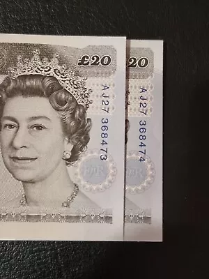 UNC Consecutive £20 UK Kentfield  Banknotes • £34.33