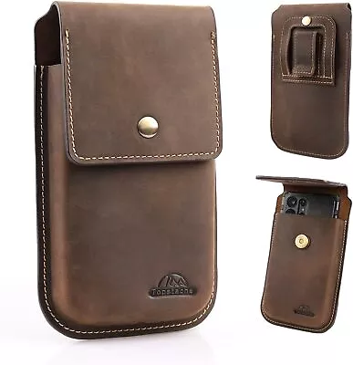 Leather Phone Holster For Belt Flip Phone Case With Belt Clip Pouch For Iphone • $28.99