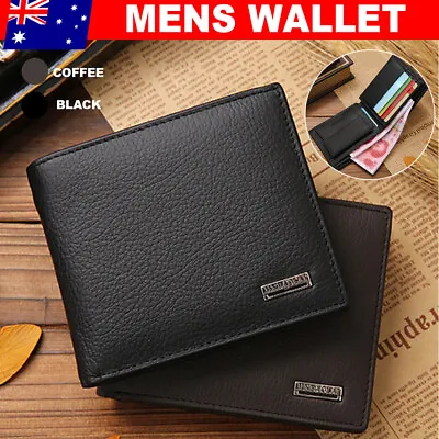 $16.95 • Buy Blocking Genuine Leather Mens Wallet Slim Purse Bifold Credit Card Holders Set