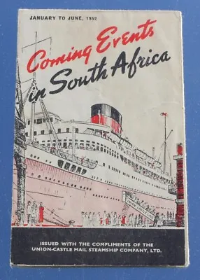 Union Castle Line Unusual Upcoming African Events Fold Out Brochure 50's • £30