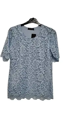 £24.99 • Buy Ladies Women Forever By Michael Gold Blue Lace Top Size M TO XXL