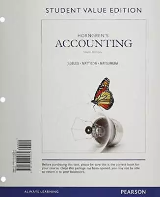 Horngrens Accounting Student Value Edition And NEW MyAccountingLab With - GOOD • $23.56