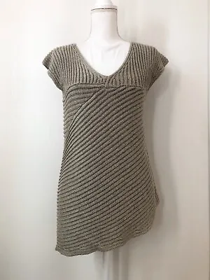 NWOT BASK ATELIER Asymmetrical Knit Top SizeS Chuncky Sweater Sleeveless V-Neck • $13.95