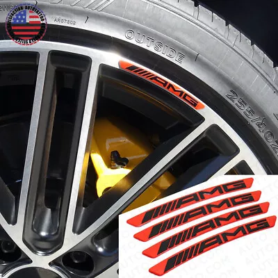 4x Mercedes AMG Edition Sport Wheels Badge 3D Sticker Logo Emblem Decoration Red • $12.99