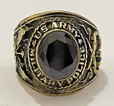 Vintage Ring US ARMY MILITARY POLICE BLACK Stone Vietnam War Era • $30.99