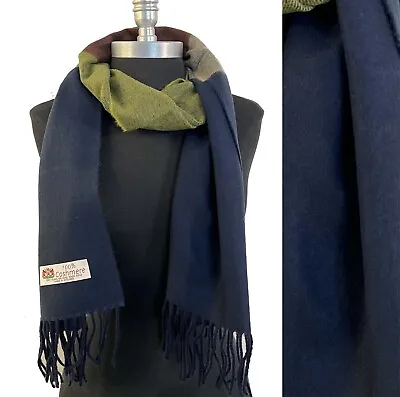 NEW 100% CASHMERE SCARF /WRAP MADE IN ENGLAND Color Navy/green/Brown/beige • $13.99