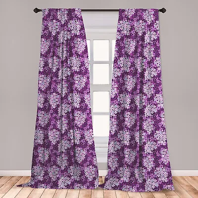 Flowers Microfiber Curtains 2 Panel Set Living Room Bedroom In 3 Sizes • $26.99