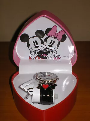 Vintage Disney MZB Mickey Mouse Glass Diamond Charm Watch MCKAQ1267 * NEW In BOX • $19.95