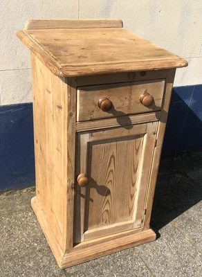 £69.99 • Buy Antique Vintage Raw Pine Bedside Cupboard Cabinet Drawer Table