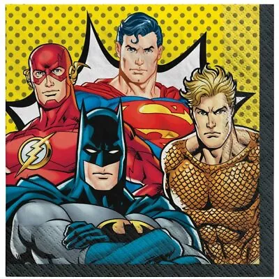 Justice League Heroes Birthday Party Lunch Serviettes Napkins 16pk • $13.95