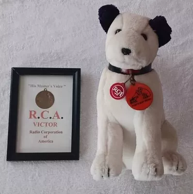 Vintage RCA NIPPER DOG 1992 DAKIN Plush Stuffed Animal & RCA Framed Metal (read) • $25