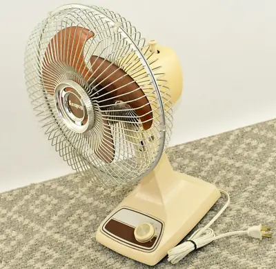 Vintage 12  Galaxy 2-Speed Fan Brown/ Beige Type 9 Style BL-C - FAST SHIPPING • $58.88