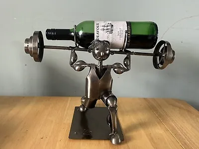 Metal Wine Bottle Holder Weight Lifter Gym Exercise Novelty  • £12.99