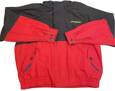 Vintage Swingster Good Year Jacket Black Red Color Block Yellow Blue Men’s XL • $21.99