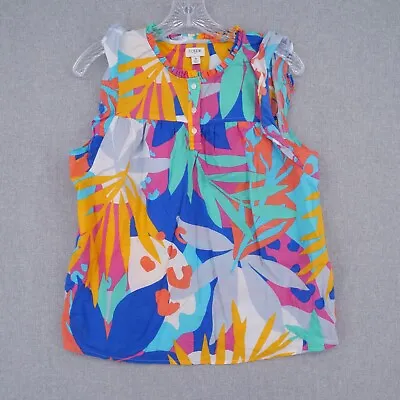 J. Crew Top Womens S Small Colorful Sleeveless Blouse Pleated Casual • $16.14