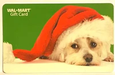 WalMart Christmas Maltese Puppy Dog Santa Hat Holiday 2008 Gift Card VL-5358 • $2.49