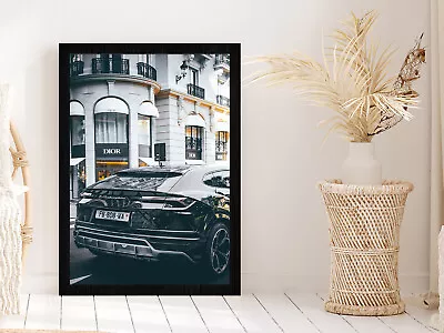 Lamborghini Near Fashion Store Photograph Glass Framed Wall Art Ready To Hang • $49